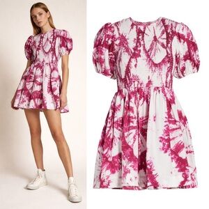 SWF Escapism Treasure Smocked Magenta Tie-Dye Mini Dress Size Small